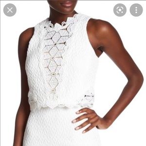 NWT Rebecca Taylor show white lace crop top 10